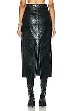 Helmut Lang Leather Midi Skirt in Black, view 3, click to view large image.