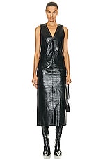 Helmut Lang Leather Midi Skirt in Black, view 4, click to view large image.