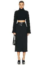 Helmut Lang Garter Midi Skirt in Black, view 4, click to view large image.