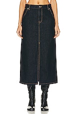 Helmut Lang Slit Midi Skirt in Indigo Rinse, view 1, click to view large image.