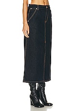 Helmut Lang Slit Midi Skirt in Indigo Rinse, view 2, click to view large image.