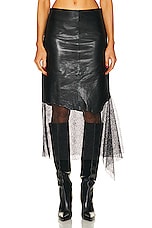 Helmut Lang Leather Lace Skirt in Black, view 1, click to view large image.