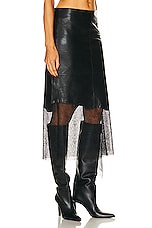 Helmut Lang Leather Lace Skirt in Black, view 2, click to view large image.