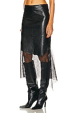 Helmut Lang Leather Lace Skirt in Black, view 3, click to view large image.