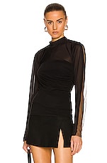 Helmut Lang Crepe Combo Top in Basalt Black, view 1, click to view large image.