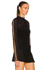 Helmut Lang Crepe Combo Top in Basalt Black, view 2, click to view large image.