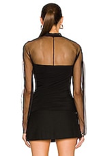 Helmut Lang Crepe Combo Top in Basalt Black, view 3, click to view large image.