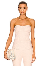 Helmut Lang for FWRD Ribbed Bustier Top in Pink, view 1, click to view large image.