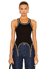 Helmut Lang Cutaway Tank Top in Basalt Black, view 1, click to view large image.