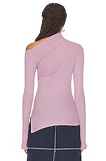 Helmut Lang Rib Asymmetric Long Sleeve Top in Wisteria, view 4, click to view large image.
