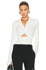 Helmut Lang Crop Cardigan Top in Ivory, view 1, click to view large image.