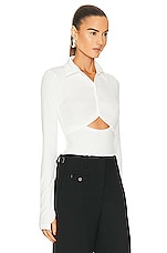 Helmut Lang Crop Cardigan Top in Ivory, view 2, click to view large image.