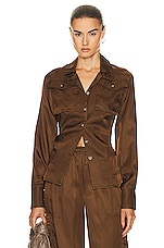 Helmut Lang Patch Pocket Shirt in Cigar, view 1, click to view large image.