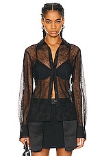Helmut Lang Seamed Web Lace Shirt in Black, view 1, click to view large image.