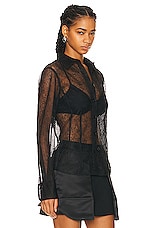 Helmut Lang Seamed Web Lace Shirt in Black, view 2, click to view large image.