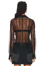 Helmut Lang Seamed Web Lace Shirt in Black, view 3, click to view large image.