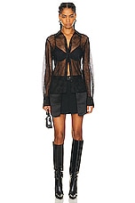 Helmut Lang Seamed Web Lace Shirt in Black, view 4, click to view large image.