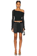 Helmut Lang Crepe Top in Black, view 4, click to view large image.