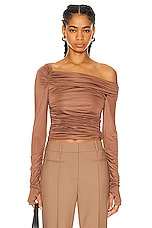 Helmut Lang Crepe Top in Rust, view 1, click to view large image.