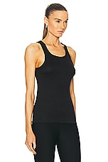 Helmut Lang Rib Tank Top in Black, view 2, click to view large image.