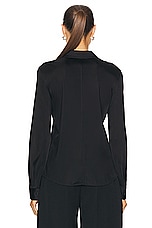 Helmut Lang Fluid Button Up Top in Black, view 3, click to view large image.