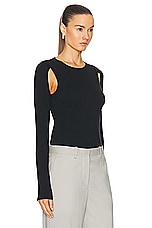 Helmut Lang Cutout Crewneck Top in Black, view 2, click to view large image.