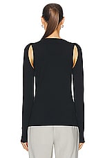 Helmut Lang Cutout Crewneck Top in Black, view 3, click to view large image.