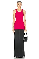 Helmut Lang Rib Tank Top in Fuschia, view 4, click to view large image.