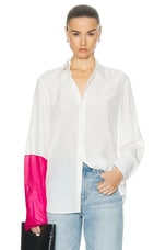 Helmut Lang Combo Relax Shirt in White & Fuchsia, view 1, click to view large image.