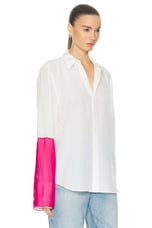 Helmut Lang Combo Relax Shirt in White & Fuchsia, view 2, click to view large image.