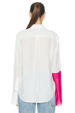 Helmut Lang Combo Relax Shirt in White & Fuchsia, view 4, click to view large image.