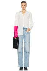 Helmut Lang Combo Relax Shirt in White & Fuchsia, view 5, click to view large image.