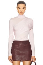 Helmut Lang Turtleneck Wrap Top in Dusty Pink, view 1, click to view large image.