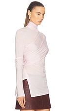 Helmut Lang Turtleneck Wrap Top in Dusty Pink, view 2, click to view large image.