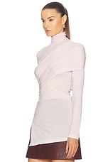 Helmut Lang Turtleneck Wrap Top in Dusty Pink, view 3, click to view large image.