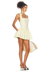 Helsa Faille Halter Mini Dress in Lemon Cream, view 2, click to view large image.