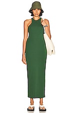 Helsa Jersey Double Halter Long Dress in Forest, view 4, click to view large image.