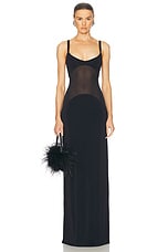 Helsa Sheer Knit Curve Maxi Dress in Black | FWRD