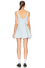 Helsa Stretch Cotton Sateen Mini Dress in Blue, view 3, click to view large image.