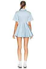 Helsa Stretch Cotton Sateen Shirt Dress in Blue, view 4, click to view large image.