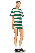Helsa Rugby Mini Dress in Green & Ivory Stripe, view 2, click to view large image.