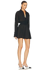 Helsa Sheer Mini Shirt Dress in Black, view 2, click to view large image.