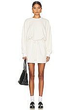 Helsa Organic Blend Sweatshirt Dress in Off White, view 1, click to view large image.