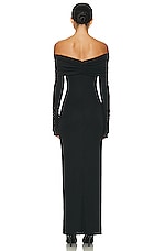 Helsa Matte Jersey Off Shoulder Maxi Dress in Black, view 3, click to view large image.