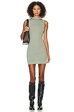 Helsa Jersey Mock Neck Mini Dress in Sage, view 1, click to view large image.