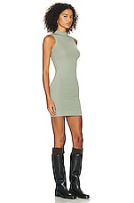 Helsa Jersey Mock Neck Mini Dress in Sage, view 2, click to view large image.