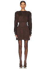 Helsa Slinky Jersey Mini Dress in Chocolate Brown, view 1, click to view large image.