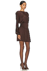 Helsa Slinky Jersey Mini Dress in Chocolate Brown, view 2, click to view large image.