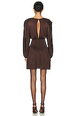 Helsa Slinky Jersey Mini Dress in Chocolate Brown, view 3, click to view large image.