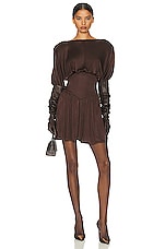 Helsa Slinky Jersey Mini Dress in Chocolate Brown, view 4, click to view large image.